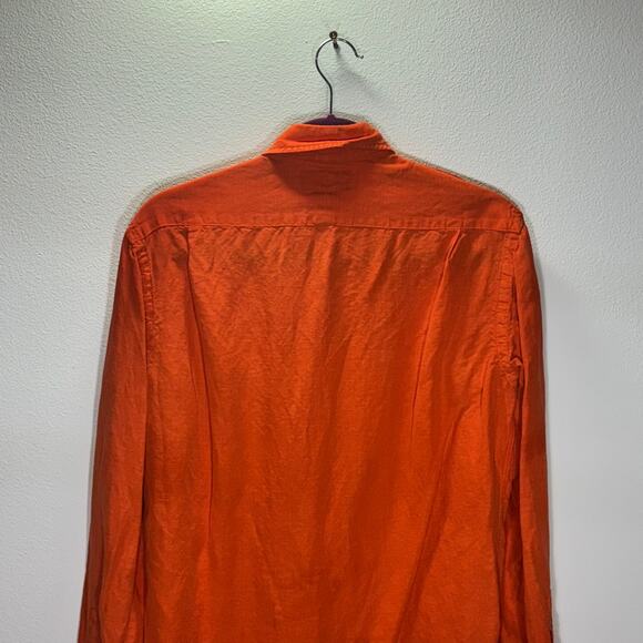 Polo Ralph Lauren Orange Linen Blend Shirt Mens Sz S Long Sleeve Utility Casual - Picture 7 of 9